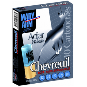 CARTOUCHES MARY ARM CHEVREUIL ACIER NIKELÉ CAL 12 PLOMB 2/0