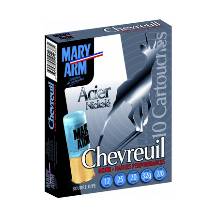 CARTOUCHES MARY ARM CHEVREUIL ACIER NIKELÉ CAL 12 PLOMB 2/0