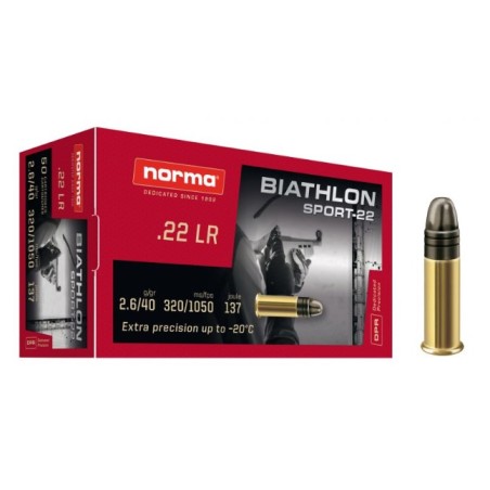 CARTOUCHES NORMA .22 LR BIATH SPORT-22 50P