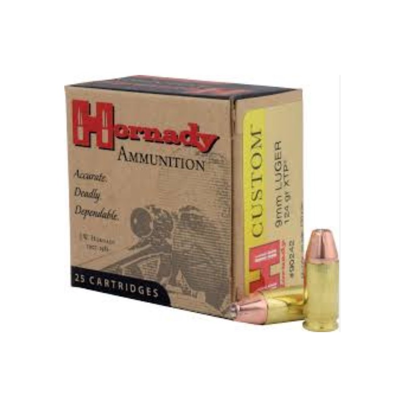 HORNADY CARTOUCHES 124GR JHP/XTP X 25