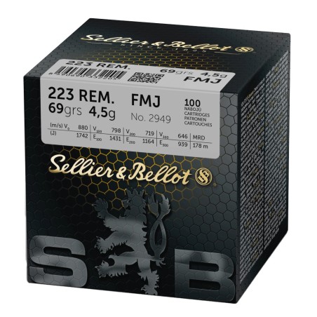 CARTOUCHES SB 223 REM FMJ 69GR VRAC x100