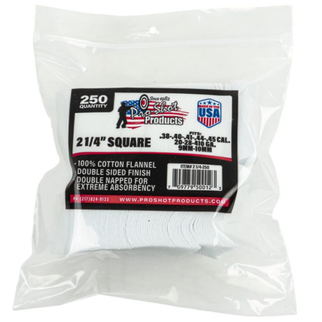 PRO-SHOT PRODUCTS PATCH 100% COTTON FLANNEL .38, 9MM...